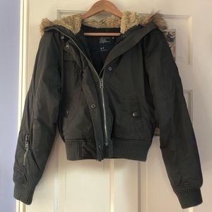 Dark green bomber coat